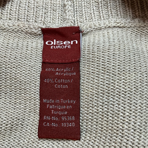 OLSEN Cotton Blend Long Sleeve Cowl Neck Pullover Sweater Cable Detail US Sz 14 - Picture 5 of 10